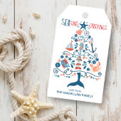 Étiquettes-cadeau Noël de plage nautique Joyeuses Fêtes