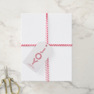 Étiquettes-cadeau Noël de rouge de typographie de feuillage de JOIE