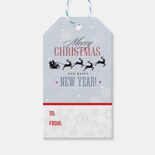 Étiquettes-cadeau Noël de Santa and his Flying (Devant)