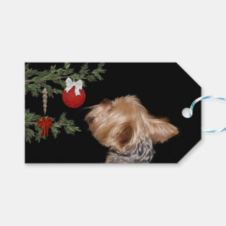 Étiquettes-cadeau Noël de Yorkie tenté