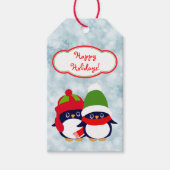 Étiquettes-cadeau Noël des bébés Penguin et Hiboux rétro (Devant)