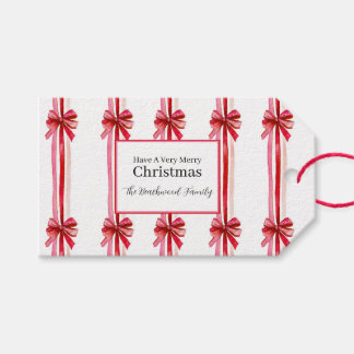 Étiquettes-cadeau Noël des Red Bows roses