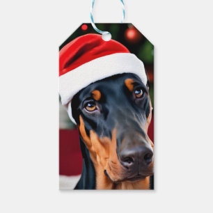 Étiquettes-cadeau Noël Doberman