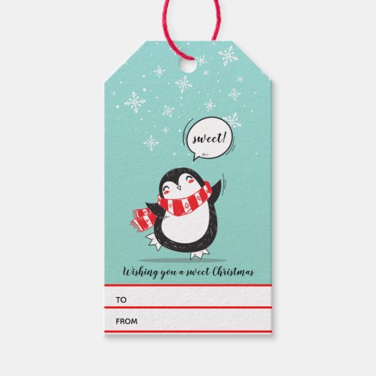 Étiquettes-cadeau Noël doux | Peppermenthe Penguin Holiday (Devant)