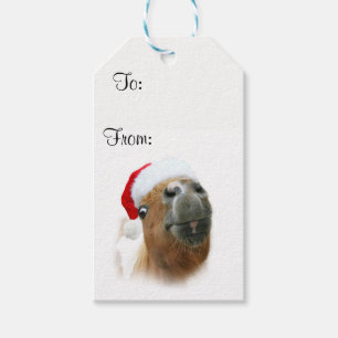Étiquettes-cadeau Noël drôle de cheval