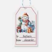 Étiquettes-cadeau Noël du bonhomme de neige mignon (1) (Devant)