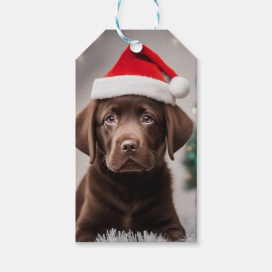 Étiquettes-cadeau Noël du Labrador au chocolat (Devant)