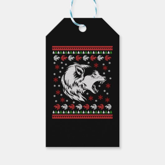 Étiquettes-cadeau Noël du loup (Devant)