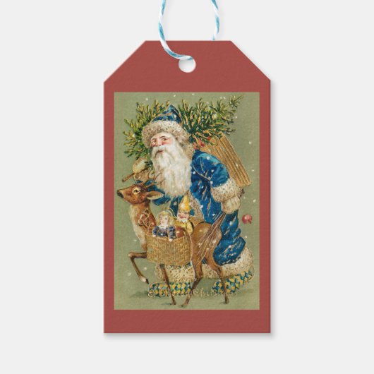 Étiquettes-cadeau Noël du Père Noël vintage (Devant)