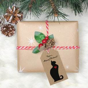 Étiquettes-cadeau Noël d'un chat maigre