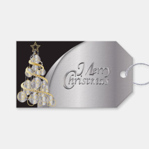 Étiquettes-cadeau Noël élégant de noir, d'argent et d'or