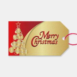 Étiquettes-cadeau Noël élégant de rouge et d'or