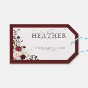 Étiquettes-cadeau Noël Élégant Fleurs de Bourgogne pour une Baby Sho