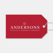 Étiquettes-cadeau Noël élégant | Nom rouge lumineux minimal moderne (Devant (Horizontal))