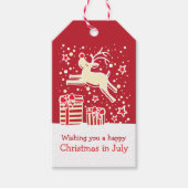 Étiquettes-cadeau Noël en juillet rennes pour cadeaux marque rouge (Devant)