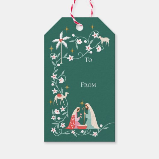 Étiquettes-cadeau Noël Étoile Religieuse De La Nativité De Bethléem (Devant)