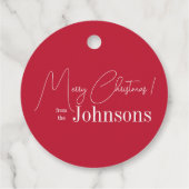 Étiquettes Cadeau Noël Famille Rouge moderne (Dos)