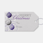 Étiquettes-cadeau Noël festif violet et argenté (Devant (Horizontal))