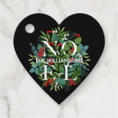 Étiquettes Cadeau NOEL Feuillage Baies Noël Noir (Devant)