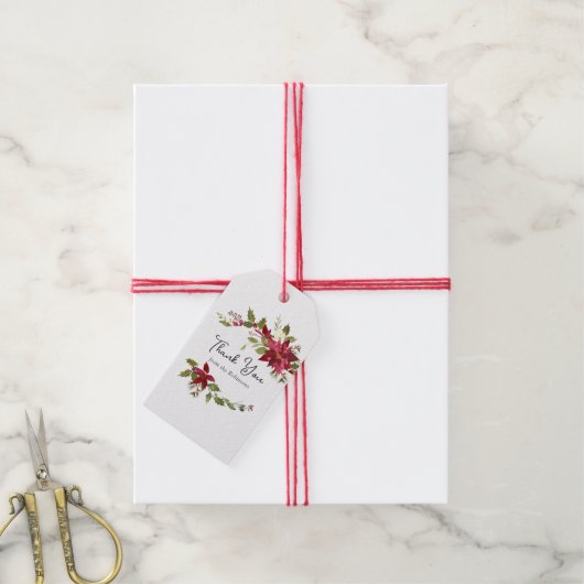 Étiquettes-cadeau Noël floral aquarelle (Avec de la ficelle)