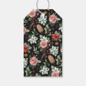 Étiquettes-cadeau Noël floral foncé moderne (Dos)