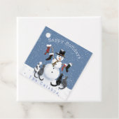 Étiquettes Cadeau Noël Funny Chat Snowman 2 scène (En situation)