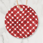 Étiquettes Cadeau Noël Gingham Rouge Rustique (Dos)