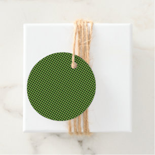 Étiquettes Cadeau Noël Green Check Black Lab Motif Santa Hat