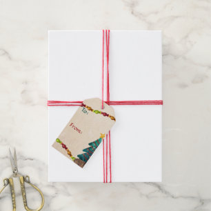 Étiquettes-cadeau Noël heureux d'aquarelle À-De