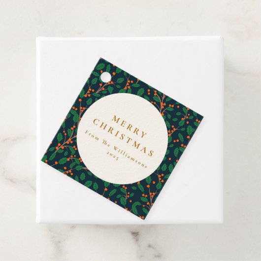 Étiquettes Cadeau Noël Holly Botanique Verdure Custom from (En situation)