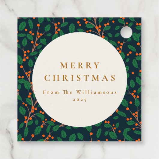 Étiquettes Cadeau Noël Holly Botanique Verdure Custom from (Dos)