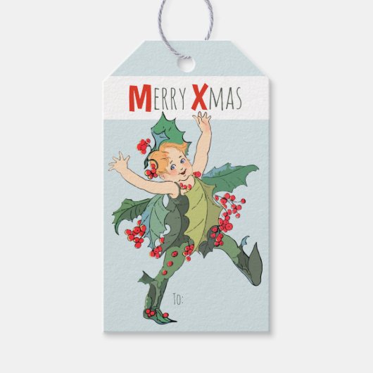 Étiquettes-cadeau Noël Holly enfant Elizabeth Gordon CC0246 (Devant)