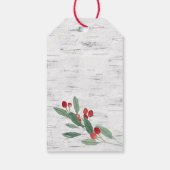 Étiquettes-cadeau Noël Holly Rustic Joyeux Joyeux Vacances Blanc éco (Dos)