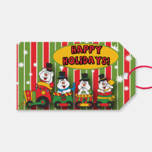 Étiquettes-cadeau Noël idiot du train   de bonhomme de neige