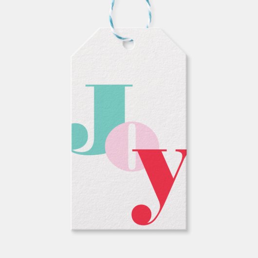 Étiquettes-cadeau Noël Joie typographie Balises cadeaux (Devant)