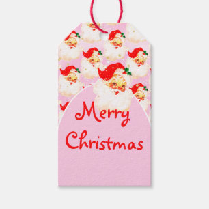 Étiquettes-cadeau Noël Jolly Santa Claus Rose Joyeux Salutation