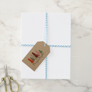 Étiquettes-cadeau Noël Joyeux et design de pin clair