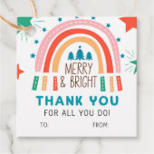 Étiquettes Cadeau Noël Joyeux et Merci brillant (Devant)