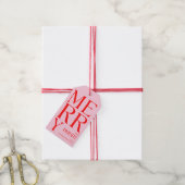 Étiquettes-cadeau Noël Joyeux et rose rouge vif 2025 (Avec de la ficelle)