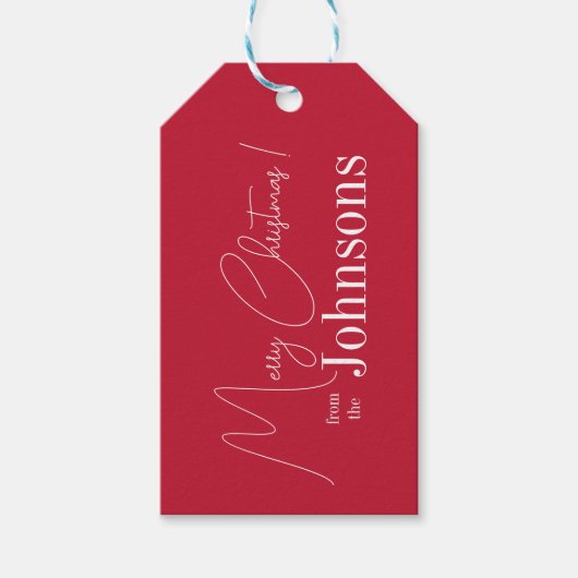 Étiquettes-cadeau Noël Joyeux Noël moderne Rouge (Devant)