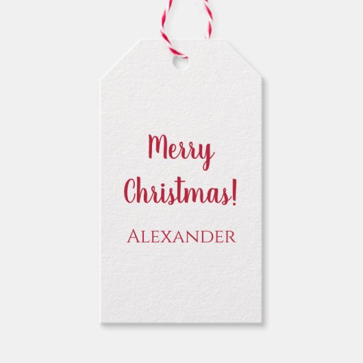 Étiquettes-cadeau Noël Joyeux Noël Personnalisé Minimal Rouge (Devant)