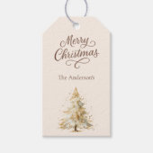 Étiquettes-cadeau Noël mocha crème neige arbre (Devant)
