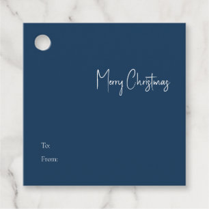 Étiquettes Cadeau Noël moderne Balise Carré bleu à partir de