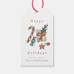 Étiquettes-cadeau Noël moderne Joyeux vacances Salutation Tags cadea