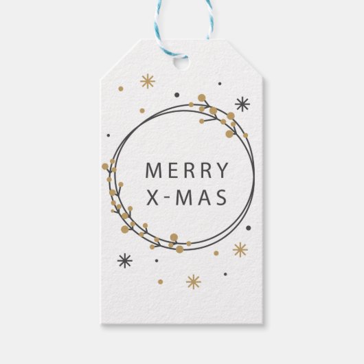 Étiquettes-cadeau Noël noir et or élégant (Devant)