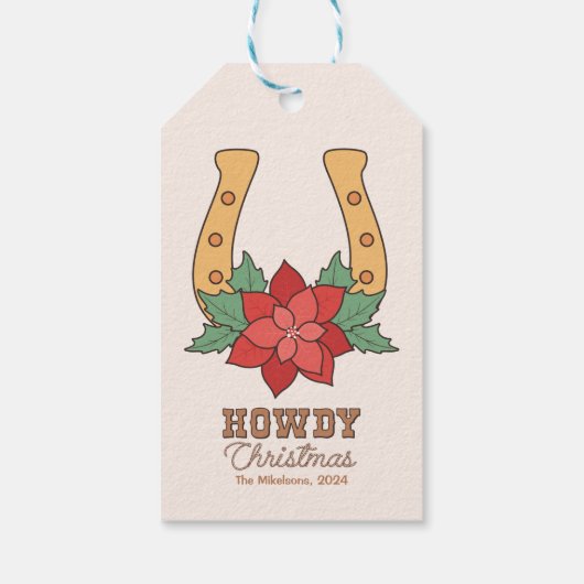 Étiquettes-cadeau Noël occidental rustique (Dos)