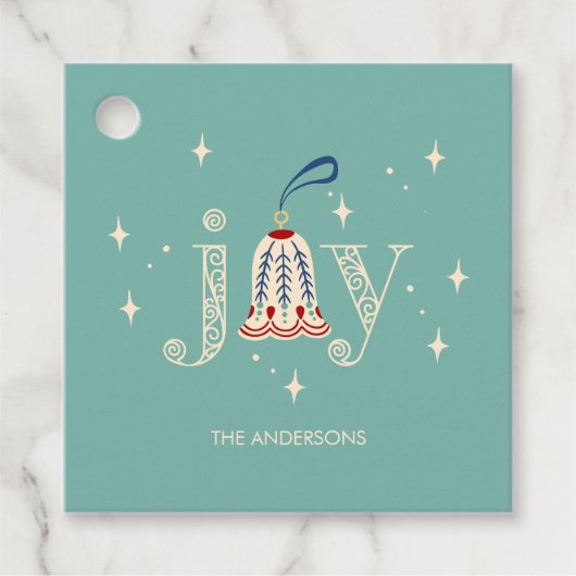 Étiquettes Cadeau Noël Ornament Joie Fête (Devant)
