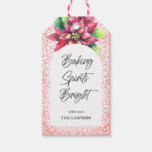 Étiquettes-cadeau Noël Parties scintillant rouge Poinsettia Baking S (Devant)