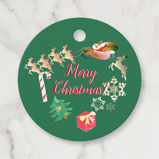 Étiquettes Cadeau Noël Père Noël et Reindeer (Devant)