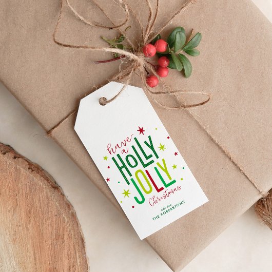 Étiquettes-cadeau Noël personnalisé "Holly Jolly"